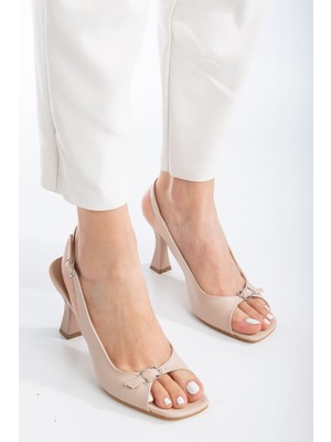 Felya Arkası Açık Topuklu Ayakkabı Bej