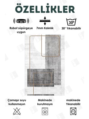 Faiend Yıkanabilir Yolluk Mutfak Kaymaz Dod Taban Leke Tutmaz Ev Koridor Yolluk Beyaz-Gri