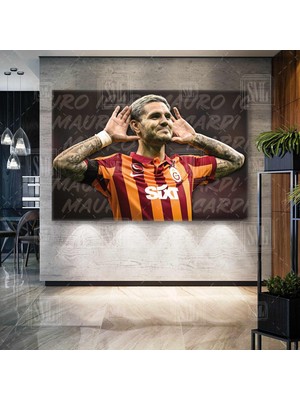 SML Tablo Mauro Ikardi Sarı Kırmızı Galatasaran Futbolcu Yatay Kanvas Tablo