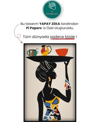 Pi Papers Afrikan Siyahi Kadın Portresi - Bohem Matisse Tarzı Yüksek Çözünürlüklü Duvar Poster