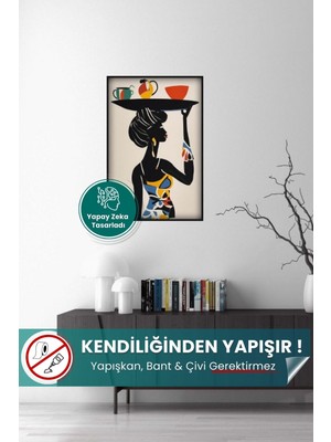 Pi Papers Afrikan Siyahi Kadın Portresi - Bohem Matisse Tarzı Yüksek Çözünürlüklü Duvar Poster