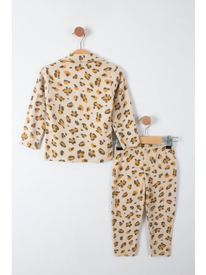 Trendimizbir Leopar Desenli Düğme Detaylı Pijama Takımı 2 Parça