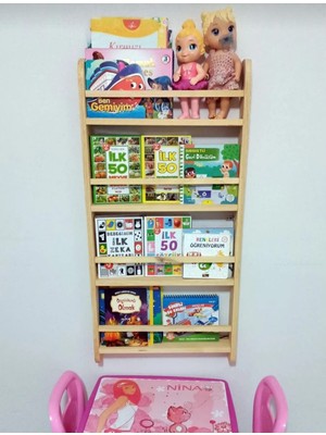 Mirapet Montessori Kitaplık Geniş Model Yuvarlak Çıtalı 120X80X10CM