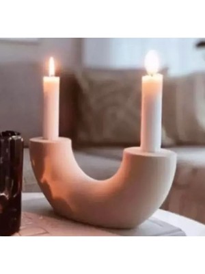 Morlalem Boru Şekilli 2'li Kandil Mumluk Silikon Kalıp K-1138, Kokulu Taş Sabun Alçı Mum Kalıbı