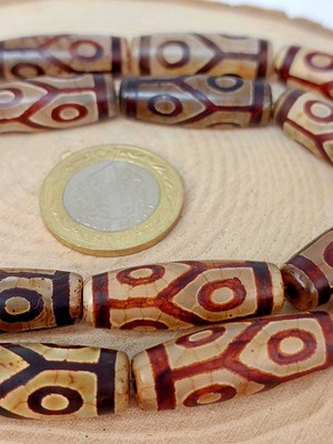 Yaşam Tohumu 6 Göz Tibet Akik Taşı Silindir Kesim 10X30MM/ADET (45794-1)