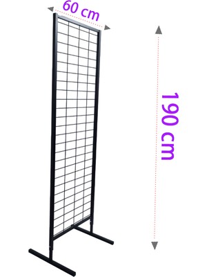 Gri Dekor 60X190 cm Ayaklı Tel Pano Stant, Aksesuar Standı, Telefon Aksesuar Standı, Çoraplık, Ayakkabı Standı