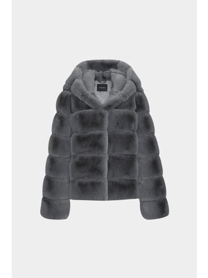Açelya Okcu Açelyaokcu Kapüşonlu Kadın Rex Kürk Mont