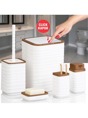 Kosova Luna, 5’li Banyo Seti Ahşap Beyaz