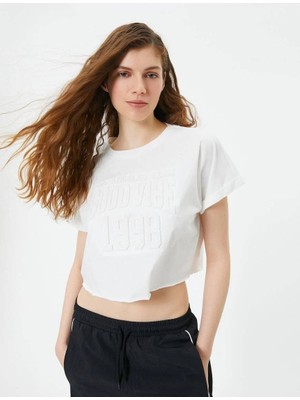 Koton 4SAL10032IK Koton Kadın T-Shirt Ekru