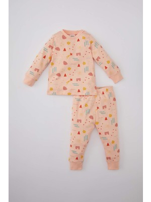 DeFacto Kız Bebek Desenli Uzun Kollu Pijama Takımı B7748A524SP