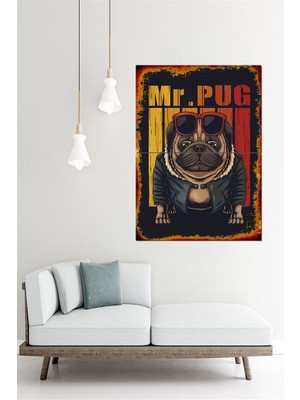 Tablomega Mr Pug Desenli Ahşap Tablo 70CMX 100CM