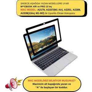 Macbook Air Pro Ekran Koruyucu 13inç M1-M2 A2251 A2289 A2338 A2179 A2337 ile Uyumlu A.Glare