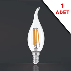 Kıvrık Uçlu Filamanlı E14 Rustik Ampul 6 Watt 3000K Gün Işığı T35