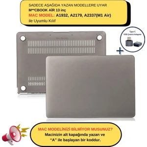 Macbook Air M1 Kılıf 13 inç A1932 A2179 A2337 ile Uyumlu Mat