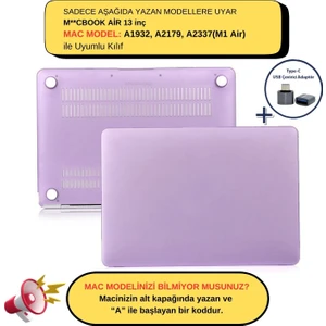 Macbook Air M1 Kılıf 13 inç A1932 A2179 A2337 ile Uyumlu Mat