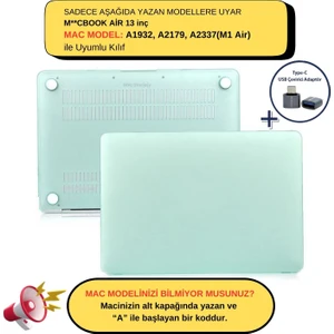 Macbook Air M1 Kılıf 13 inç A1932 A2179 A2337 ile Uyumlu Mat