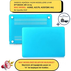 Macbook Air M1 Kılıf 13 inç A1932 A2179 A2337 ile Uyumlu Mat
