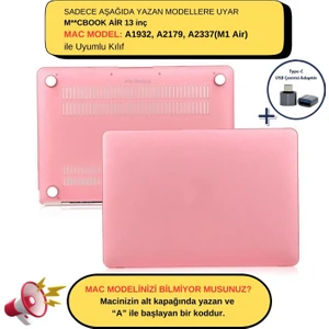 Macbook Air M1 Kılıf 13 inç A1932 A2179 A2337 ile Uyumlu Mat