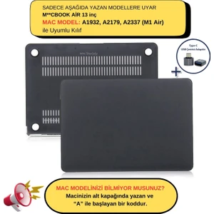 Macbook Air M1 Kılıf 13 inç A1932 A2179 A2337 ile Uyumlu Mat
