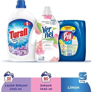Leylak Bahçesi 33 Yıkama Jel Deterjan  + Pril Limon 4 kg Bulaşık Deterjanı