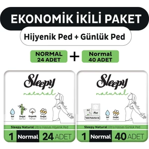 Ekonomik Ikili Paket (Natural Ultra Hassas Hijyenik Ped Normal 24'Lü + Günlük Ped Normal 40'Lı)