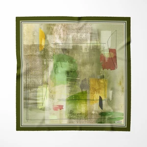 Ipek Twill Soyut Yağlı Boya Tablo Bordo Kadın Eşarp