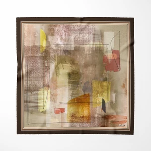 Ipek Twill Soyut Yağlı Boya Tablo Bordo Kadın Eşarp