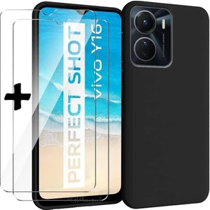 M.TK Moveteck Vivo Y16 Kılıf Silikon + 9h Tempereli Nano Cam 2'li Set Ekran Camı