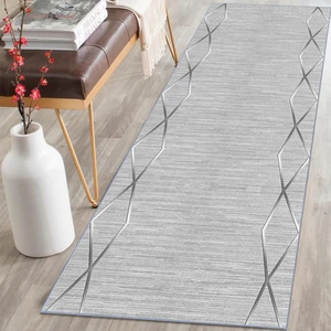 Kesme Yolluk Makinede Yıkanabilir Kaymaz Taban Leke Tutmaz Mutfak Halısı Salon Yolluk Gri Gümüş