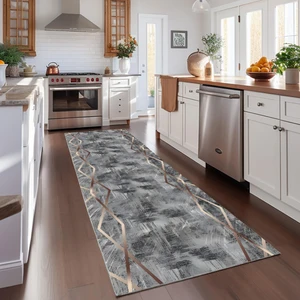 Kesme Yolluk Makinede Yıkanabilir Kaymaz Taban Leke Tutmaz Mutfak Halısı Salon Yolluk Bej Antrasit Bej