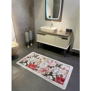 Tekli Çiçek Desenli Rowan Model Lateks Taban Banyo Paspas 80x200