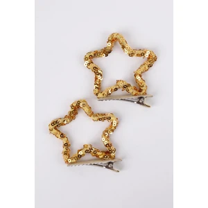 Le Mabelle Altın  Payetli Yıldız İkili Kız Çocuk Klips Toka