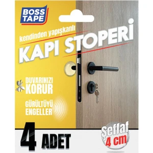 Boss Tape Yapışkanlı Kapı Stoperi Şeffaf 4 Adet Kapı Kolu Çarpma Engelleyici