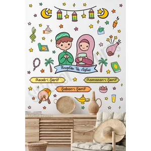 Sticker Ekspres Hoşgeldin Üç Aylar Recep Şaban Ramazan Cam Duvar Kapı Sticker Seti