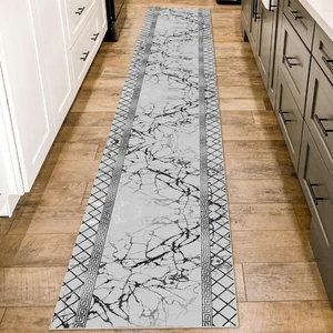 Kesme Yolluk Makinede Yıkanabilir Kaymaz Taban Leke Tutmaz Mutfak Halısı Salon Yolluk Koyu-Gri