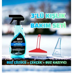 Kışlık Araç Bakım Seti Buz Çözücü Sprey & Buz Kazıyıcı & Çekçek