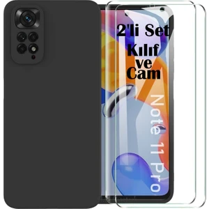 M.TK Moveteck Xiaomi Redmi Note 11 Pro Kılıf Silikon + 9h Tempereli Nano Cam 2'li Set Ekran Camı