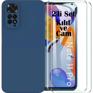 M.TK Moveteck Xiaomi Redmi Note 11 Pro Kılıf Silikon + 9h Tempereli Nano Cam 2'li Set Ekran Camı