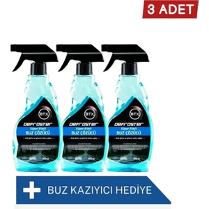 Buz Çözücü Pratik 3 x 500 ml + Buz Kazıyıcı Hediye
