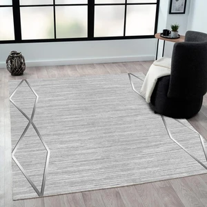 Kesme Halı Makinede Yıkanabilir Kaymaz Taban Leke Tutmaz Mutfak Halı Salon Yolluk Gri-Gümüş