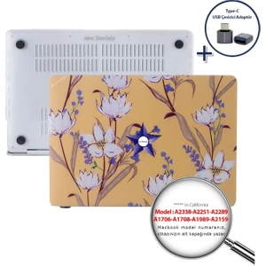 Macbook Pro Kılıf 13inç M1-M2 A1706-08 A1989 A2159 A2251 A2289 A2338 ile Uyumlu Flower04