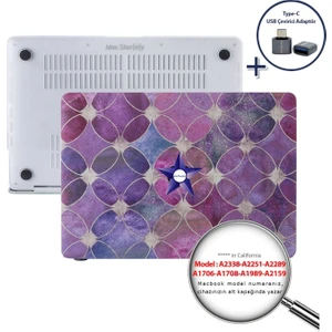 Macbook Pro Kılıf 13inç M1-M2 A1706-08 A1989 A2159 A2251 A2289 A2338 ile Uyumlu Flower04
