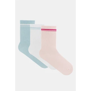 Los Ojos 3 Çift Çok Renkli Pamuklu Orta Boy Retro Çorap Half Crew