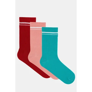 Los Ojos 3 Çift Çok Renkli Pamuklu Uzun Boy Retro Çorap Throwback