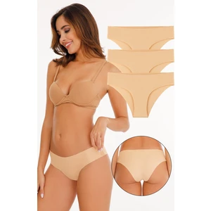 Kadın Dikişsiz Lazer Kesim Likralı Külot 3lü Paket Set  - KTS2018 Ten