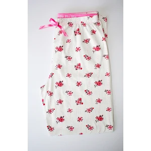 Made By Me Ev Giyim Beyaz Çiçekli Yüksek Bel Penye Pamuklu Kumaş Modern Kaliteli Estetik Ince Yazlık Pijama Altı