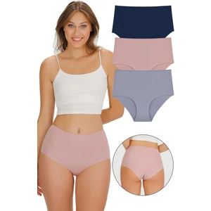 Kadın Yüksek Bel Lazer Kesim Külot 3 Lü KTS2011 Rose - KTS2011