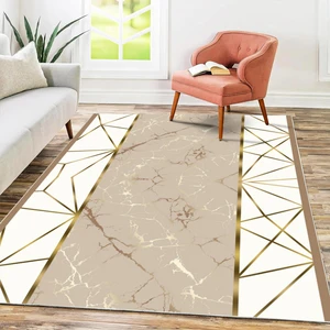 Kesme Halı Makinede Yıkanabilir Kaymaz Taban Leke Tutmaz Mutfak Halısı Salon Yolluk Altın-Bej