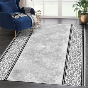 Kesme Halı Makinede Yıkanabilir Kaymaz Taban Leke Tutmaz Mutfak Halısı Salon Yolluk Gri
