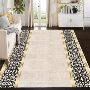 Kesme Halı Makinede Yıkanabilir Kaymaz Taban Leke Tutmaz Mutfak Halısı Salon Yolluk Altın